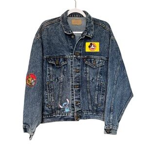 Vintage Levi's Denim Jacket Custom Disney Patches Mickey Stitch Star Wars Sz XL